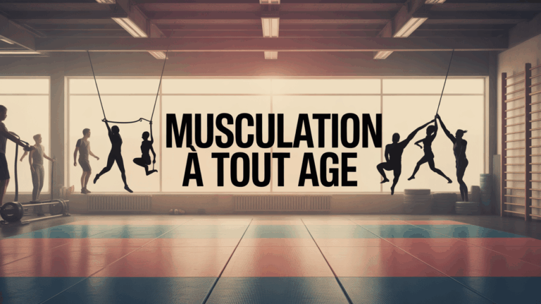 Musculation a tout age silhouettes haltères gymnase