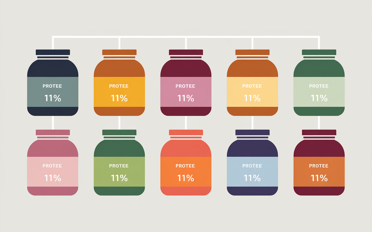 Tableau visuel score whey, dose proteines, prix kg