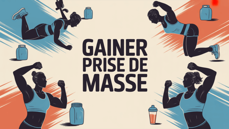 dessin sportif gainer prise de masse fond bleu orange