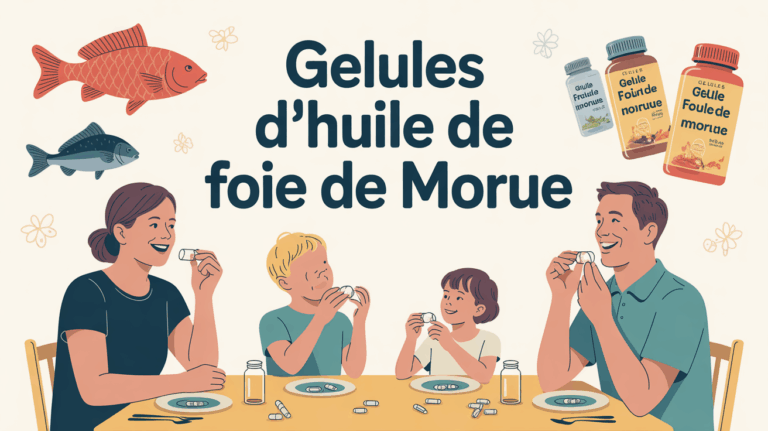 famille prenant gélules huile de foie de morue vitamine D oméga-3