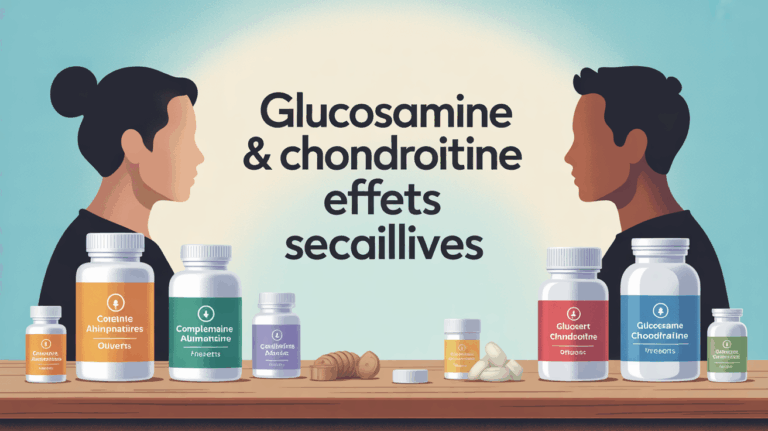 flacons compléments glucosamine chondroïtine sur table bois lumineux