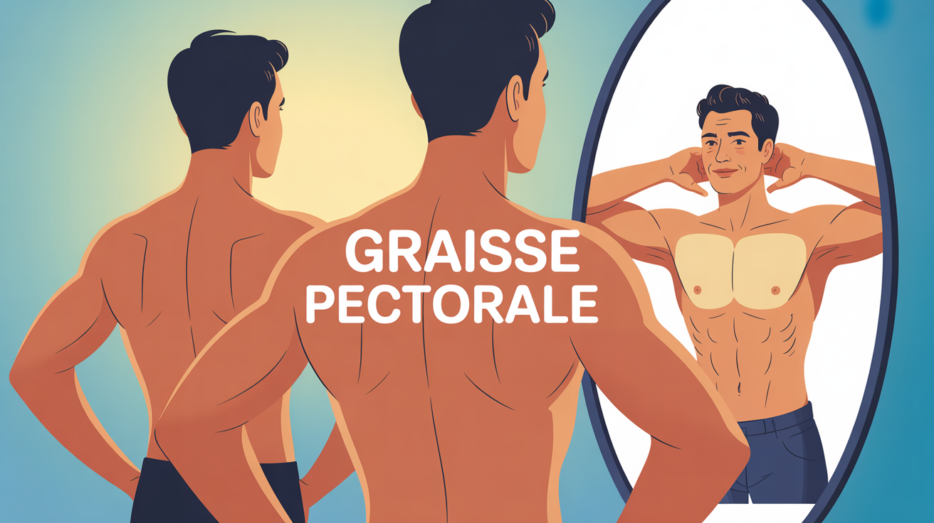 graisse pectorale homme devant miroir