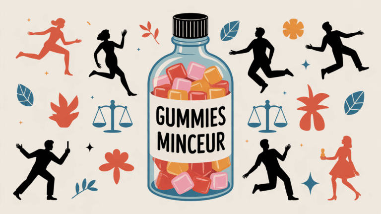 flacon gummies minceur et silhouettes en mouvement