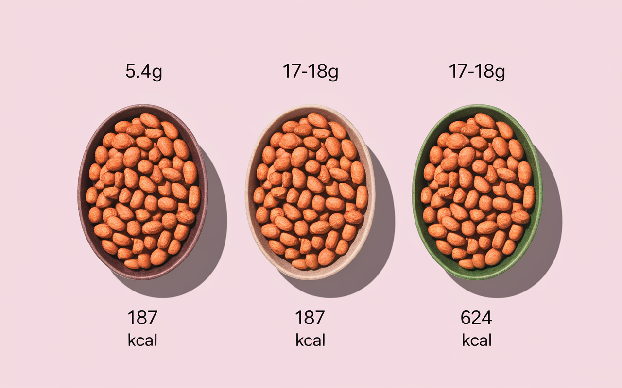 Portions cajou 30g 100g, chiffres proteines et calories