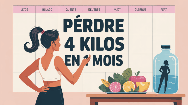 Illustration femme calendrier perdre 4 kilos en 1 mois
