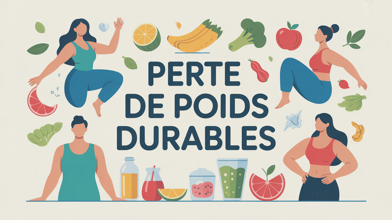 illustration perte de poids durable balance et aliments sains