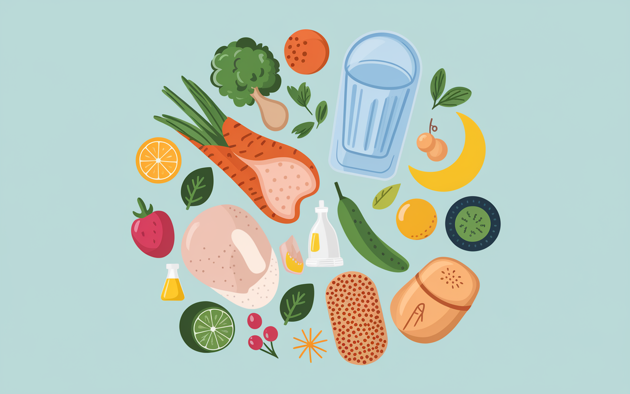 Montage aliments sains et routine sport pour poignees d'amour femme