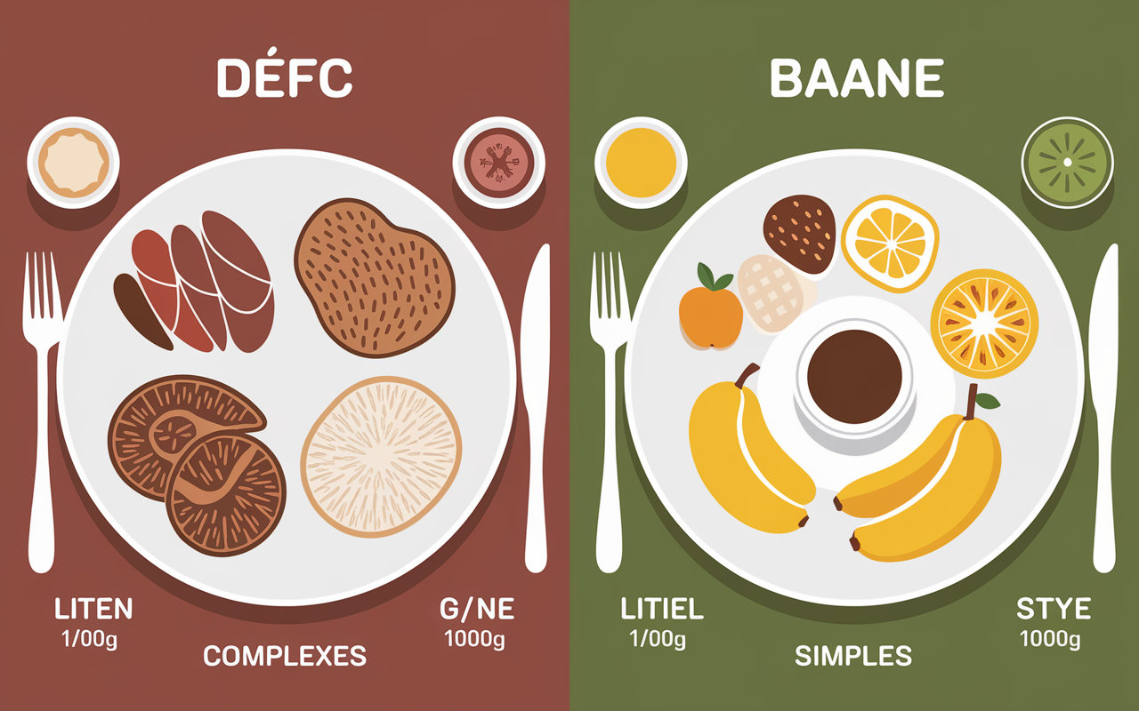 assiette aliments glucides complexes simples