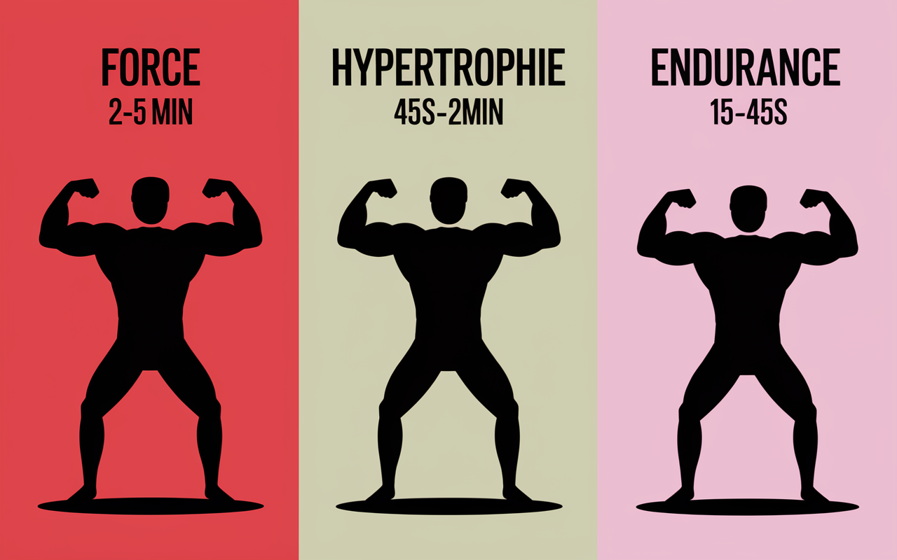 tableau repos musculation force hypertrophie endurance