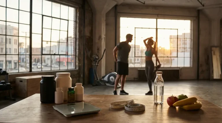 Scène fitness brûleurs de graisse compléments balance