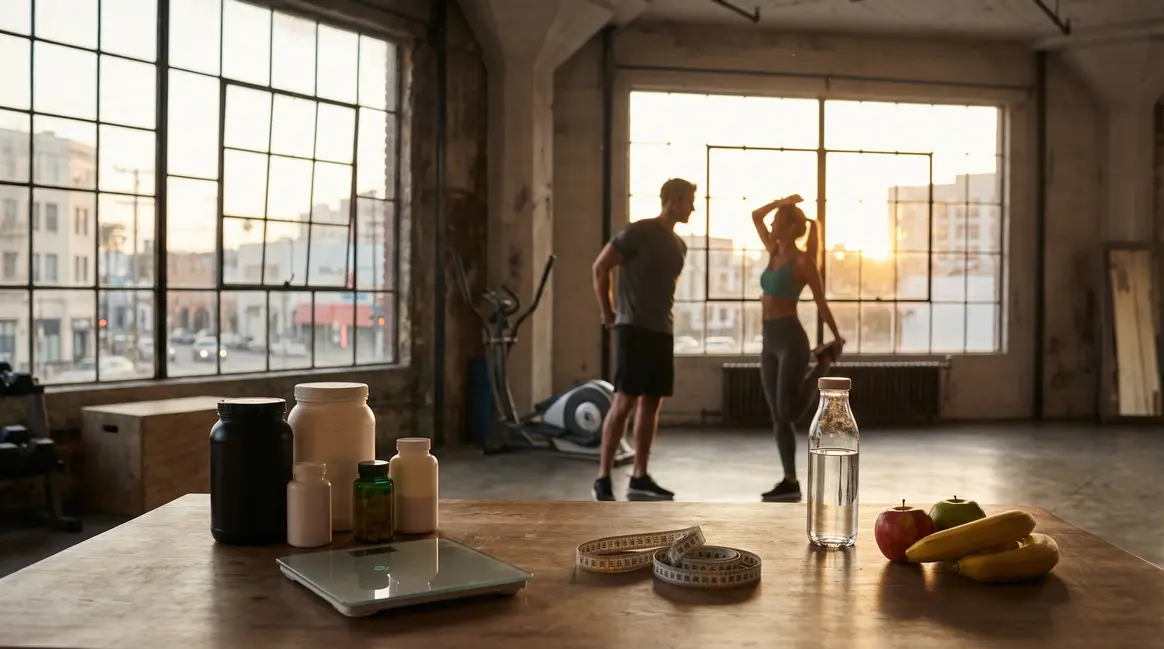 Scène fitness brûleurs de graisse compléments balance