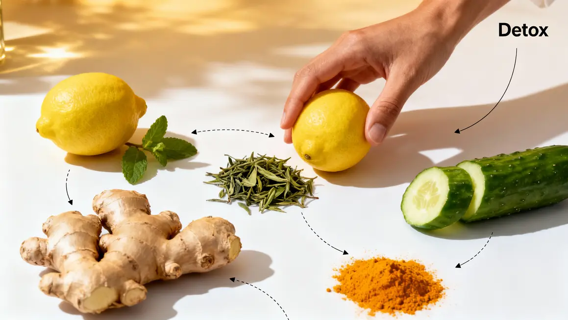 detox brule graisse ingredients citrons gingembre the vert concombre curcuma