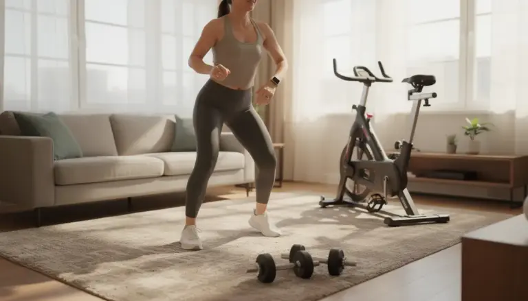 Adulte faisant fitness musculation à domicile