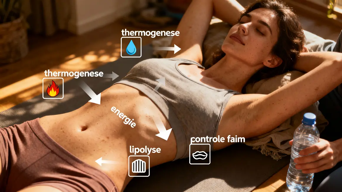 Schéma action brûleur graisse thermogenèse lipolyse faim