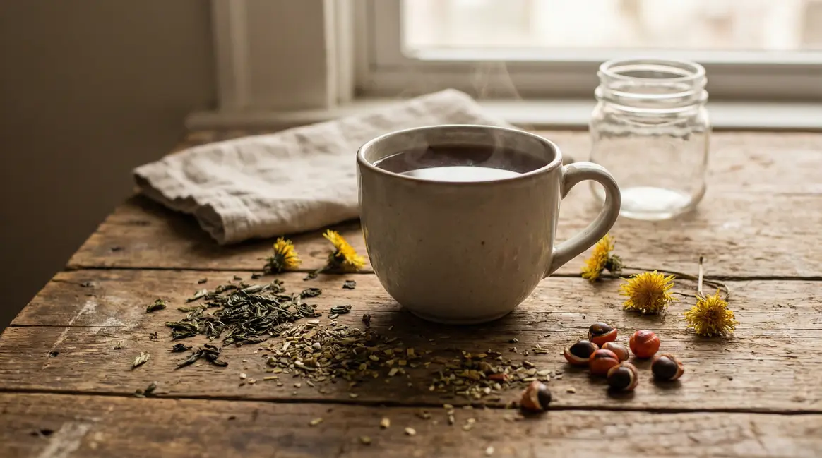 tasse de the minceur brule graisse avec feuilles et ingredients