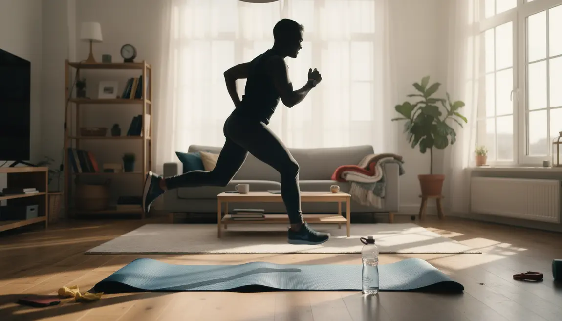cardio maison adulte en mouvement dans salon