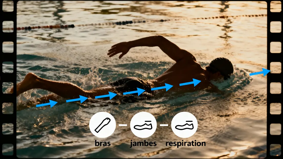 brasse diagramme mouvements bras jambes respiration