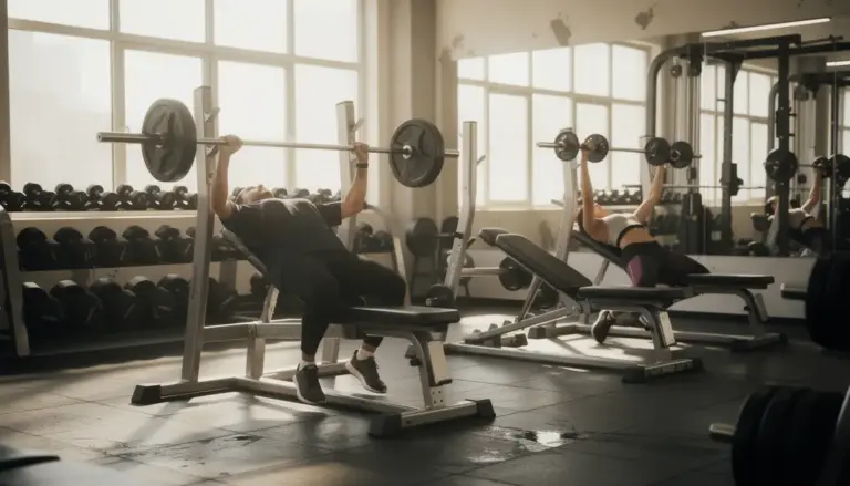 Entraînement bas pectoraux salle banc décliné dips haltères barre