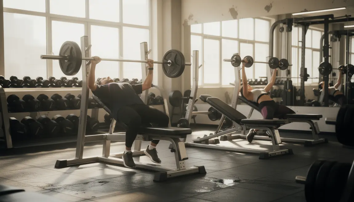 Entraînement bas pectoraux salle banc décliné dips haltères barre