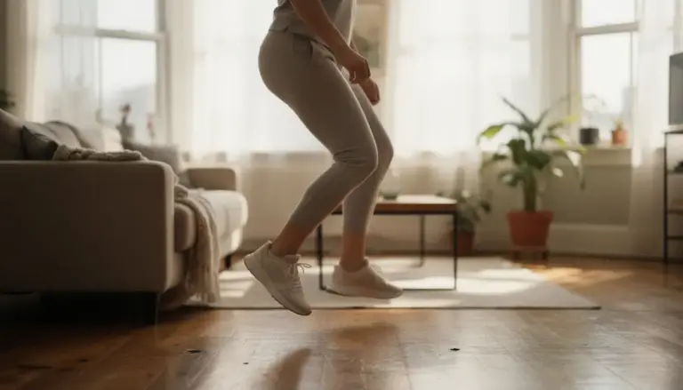 Exercice mollets debout à la maison sur pointes