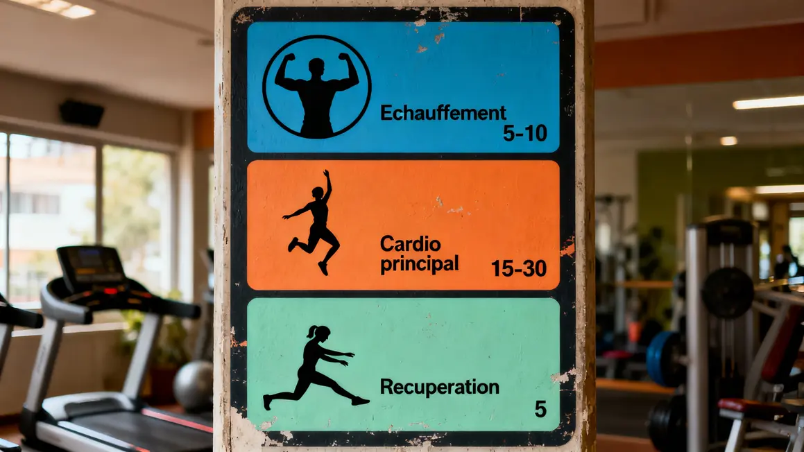 etapes seance cardio maison panneau illustration
