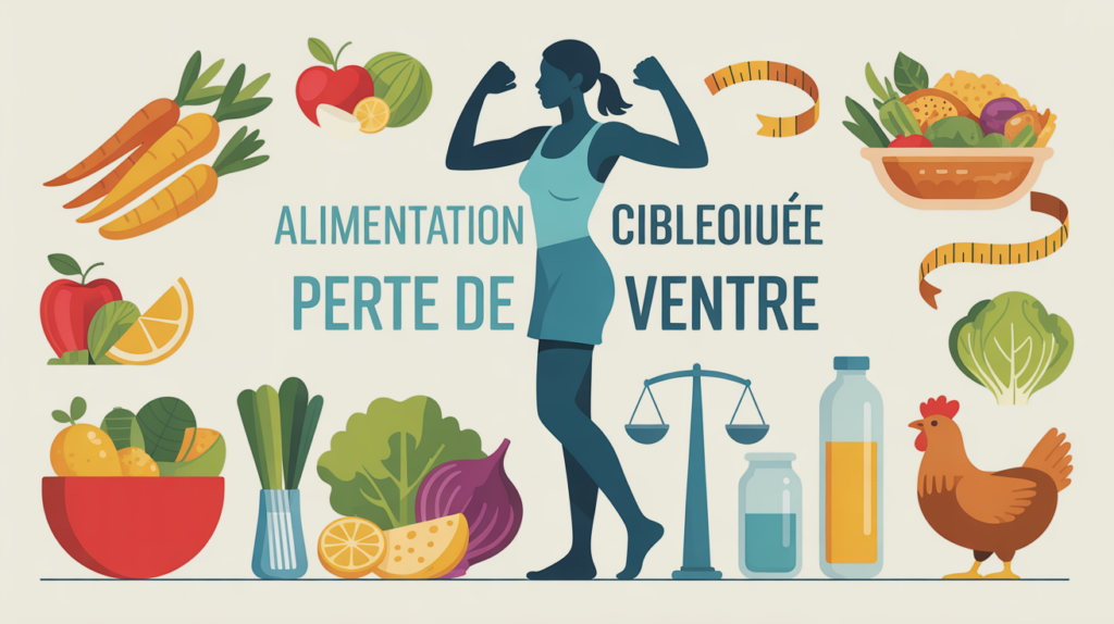 maigrir du ventre alimentation illustration aliments et balance