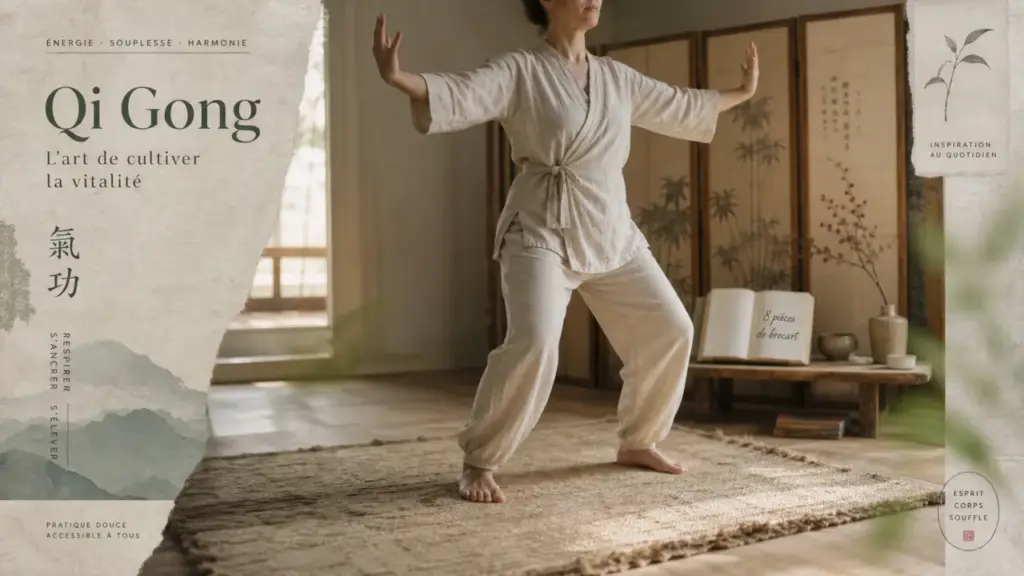 Les 8 postures du qi gong, posture douce et respiration