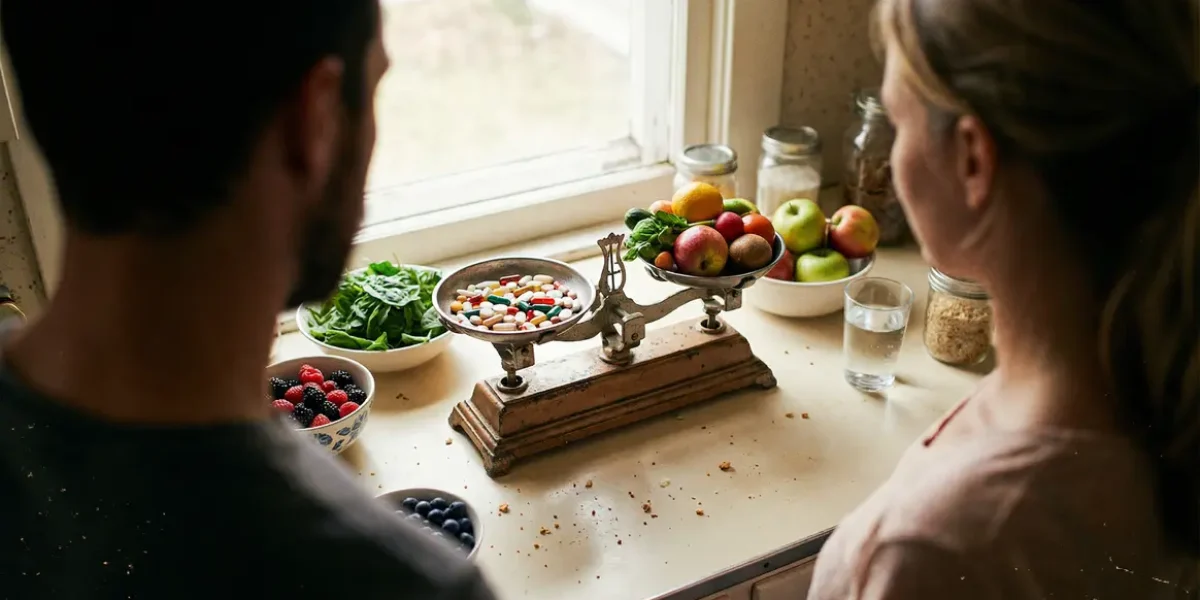 Brûleurs de graisse extrêmes balance pilules et aliments sains