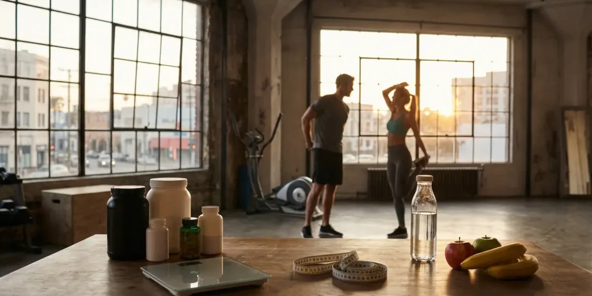 Scène fitness brûleurs de graisse compléments balance