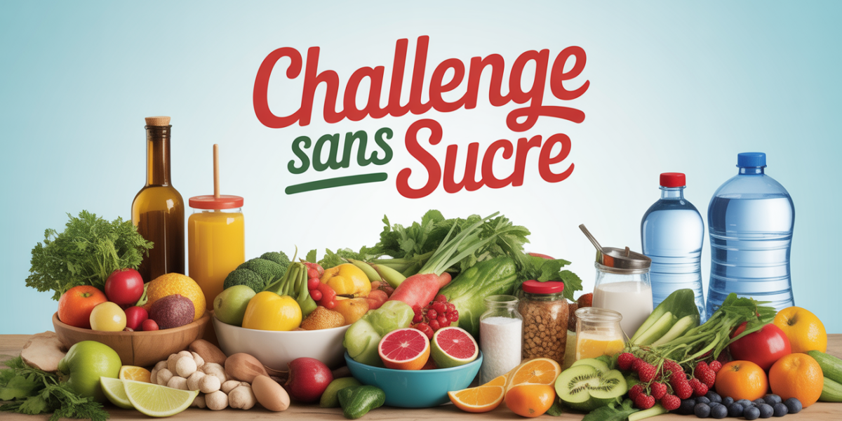 table remplie d'aliments frais pour challenge sans sucre