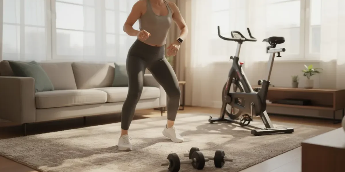 Adulte faisant fitness musculation à domicile