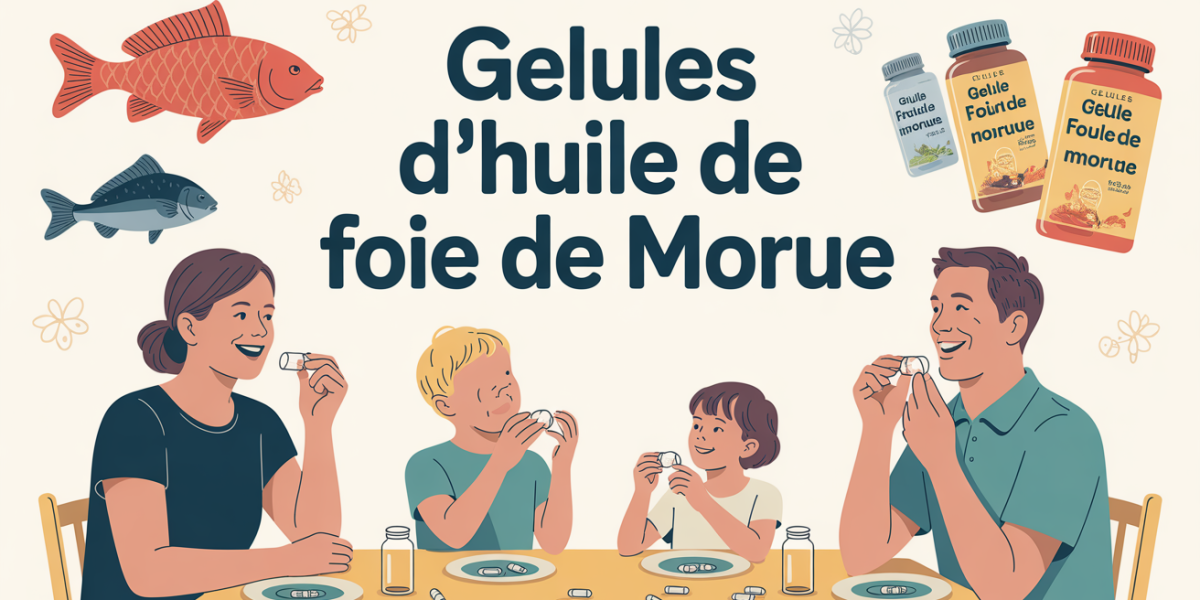 famille prenant gélules huile de foie de morue vitamine D oméga-3