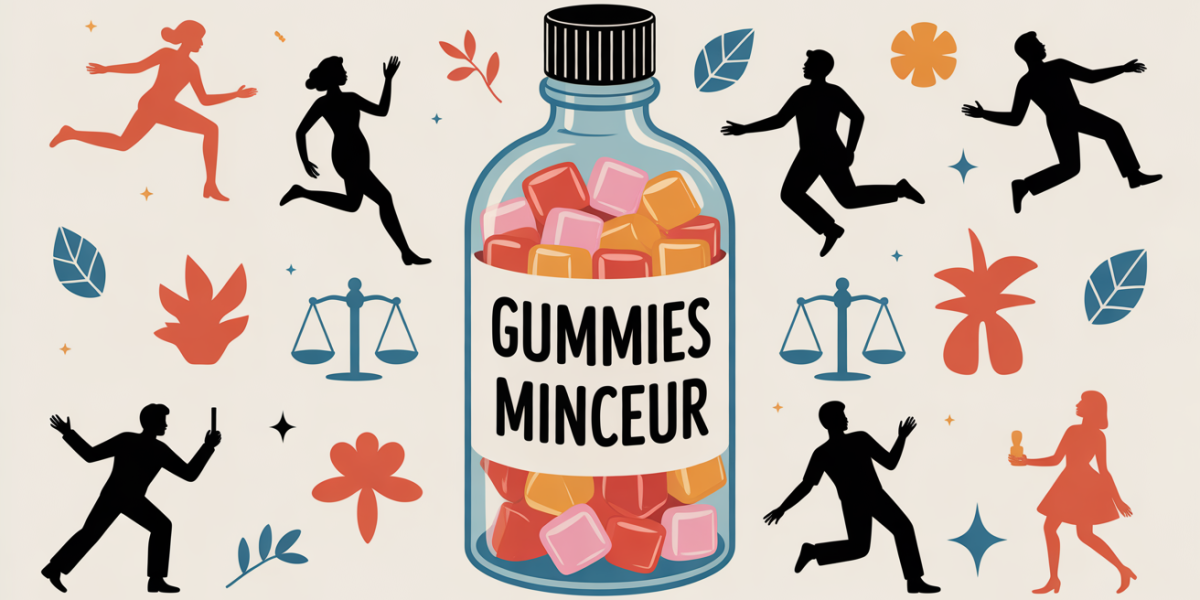 flacon gummies minceur et silhouettes en mouvement