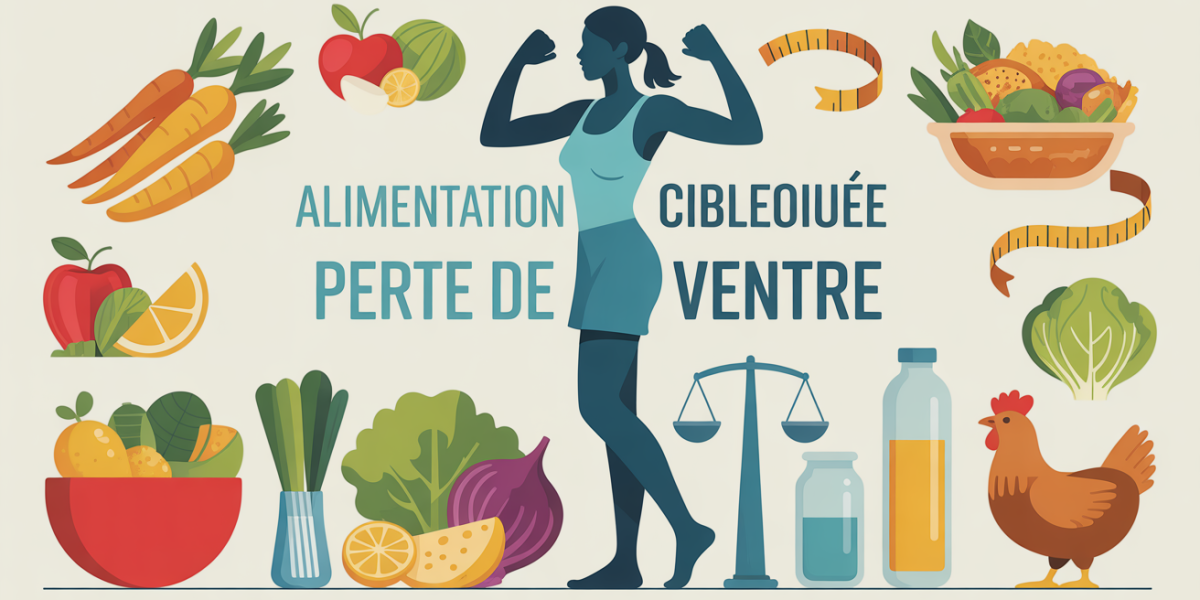 maigrir du ventre alimentation illustration aliments et balance