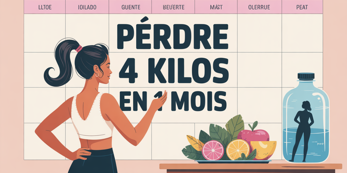 Illustration femme calendrier perdre 4 kilos en 1 mois