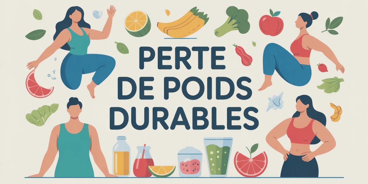 illustration perte de poids durable balance et aliments sains