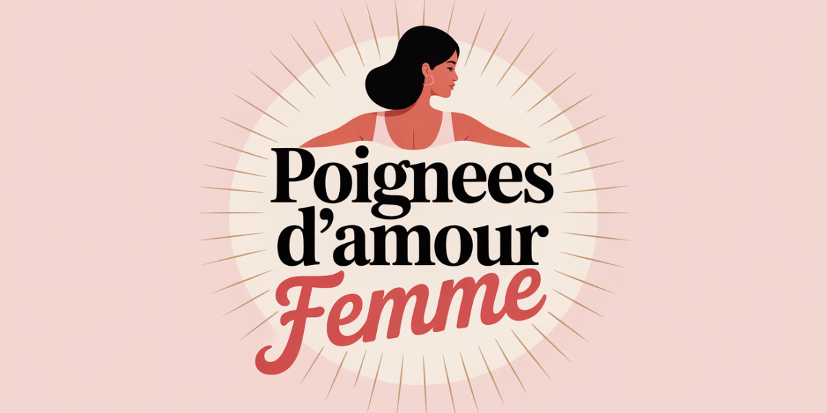 Illustration de silhouette feminine avec texte poignees d'amour femme