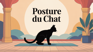 Illustration de la posture du chat en yoga sur tapis