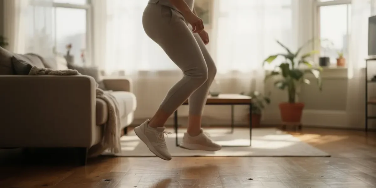 Exercice mollets debout à la maison sur pointes