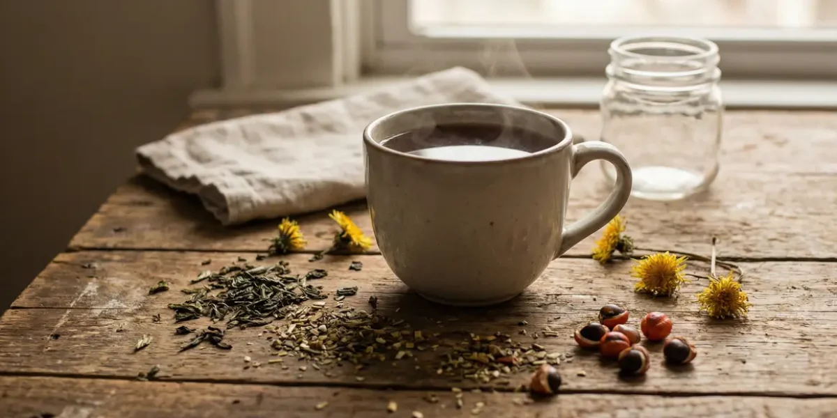 tasse de the minceur brule graisse avec feuilles et ingredients