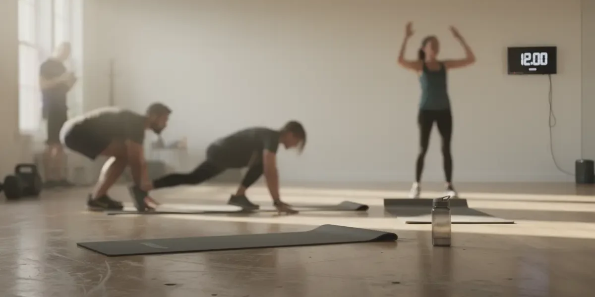 Séance WOD cardio silhouettes squat burpee jumping jack